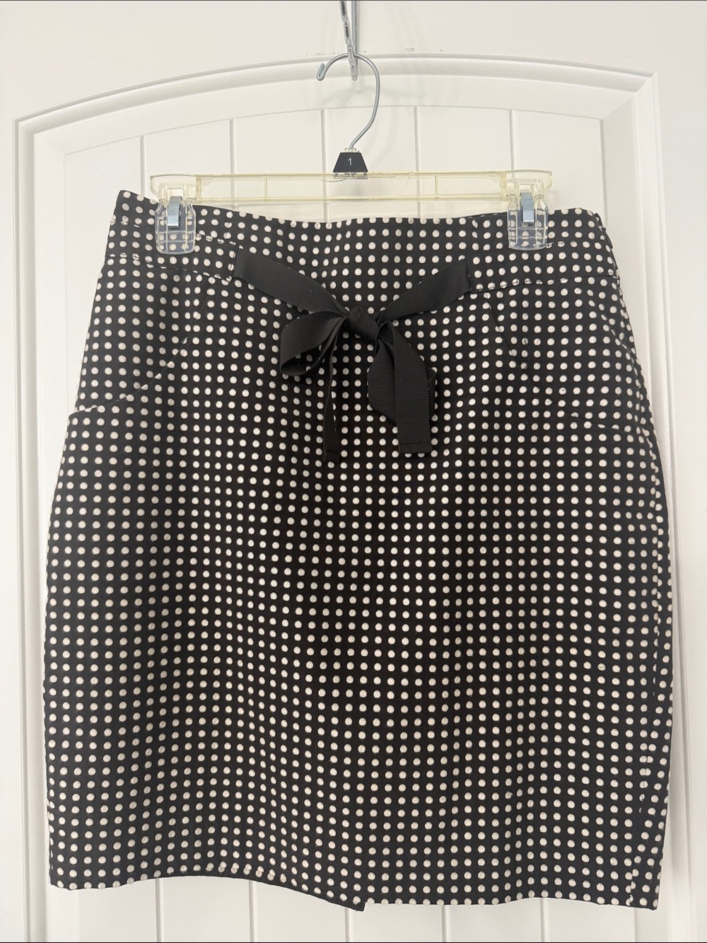Polka Dot Pencil Skirt with Bow